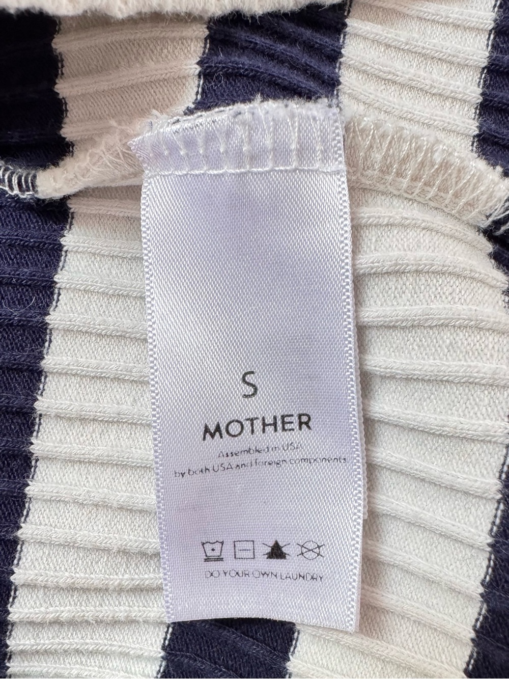 MOTHER The Chin Ups Midi Ribbed Tank Dress Stripes White Navy Bodycon Small - Picture 11 of 14